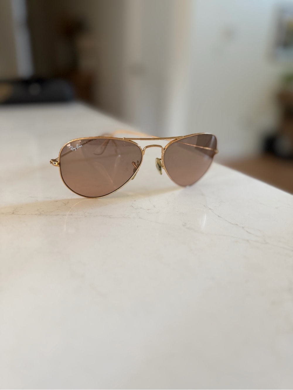 Ray-Ban Gold Frame Sunglasses with Brown Lenses